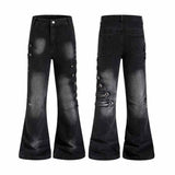 Pantalon Punk Homme en Coton Imprimé Crâne Patch