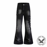 Pantalon Punk Homme en Coton Imprimé Crâne Patch