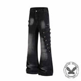 Pantalon Punk Homme en Coton Imprimé Crâne Patch