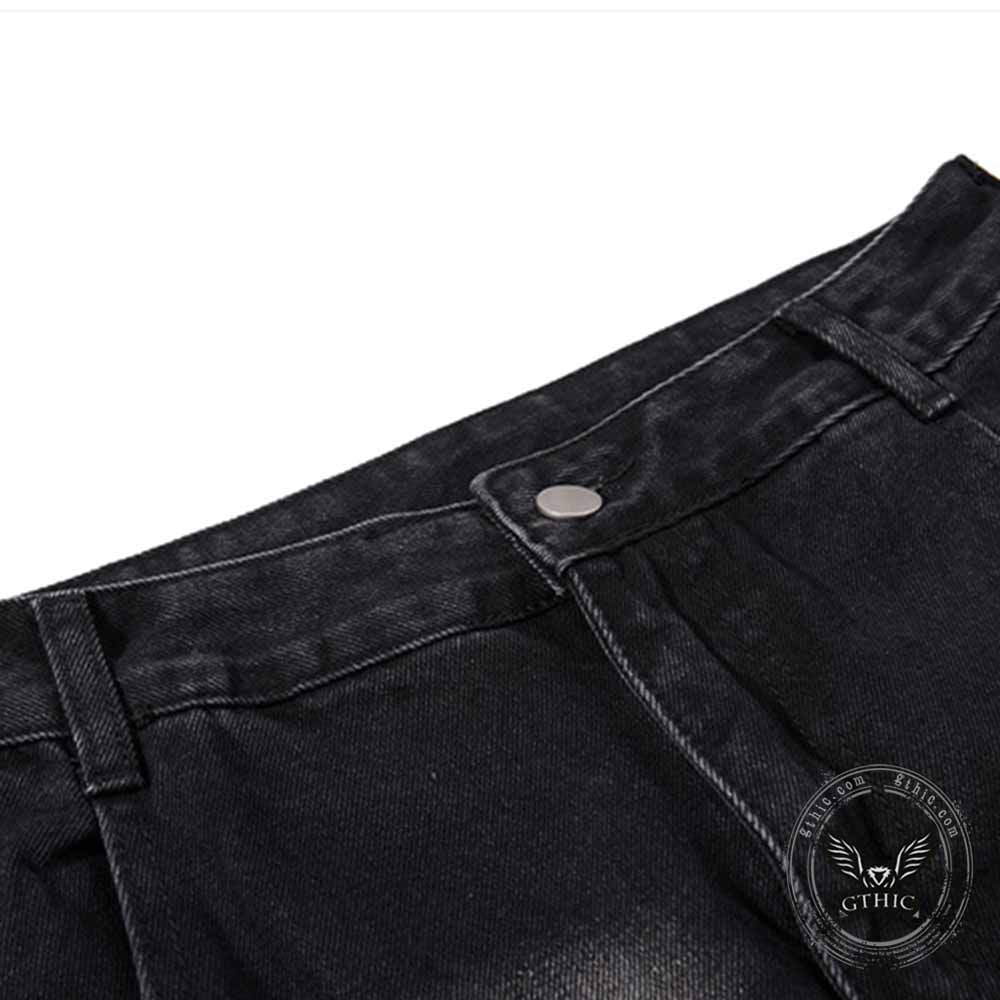 Pantalon Punk Homme en Coton Imprimé Crâne Patch