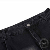 Pantalon Punk Homme en Coton Imprimé Crâne Patch