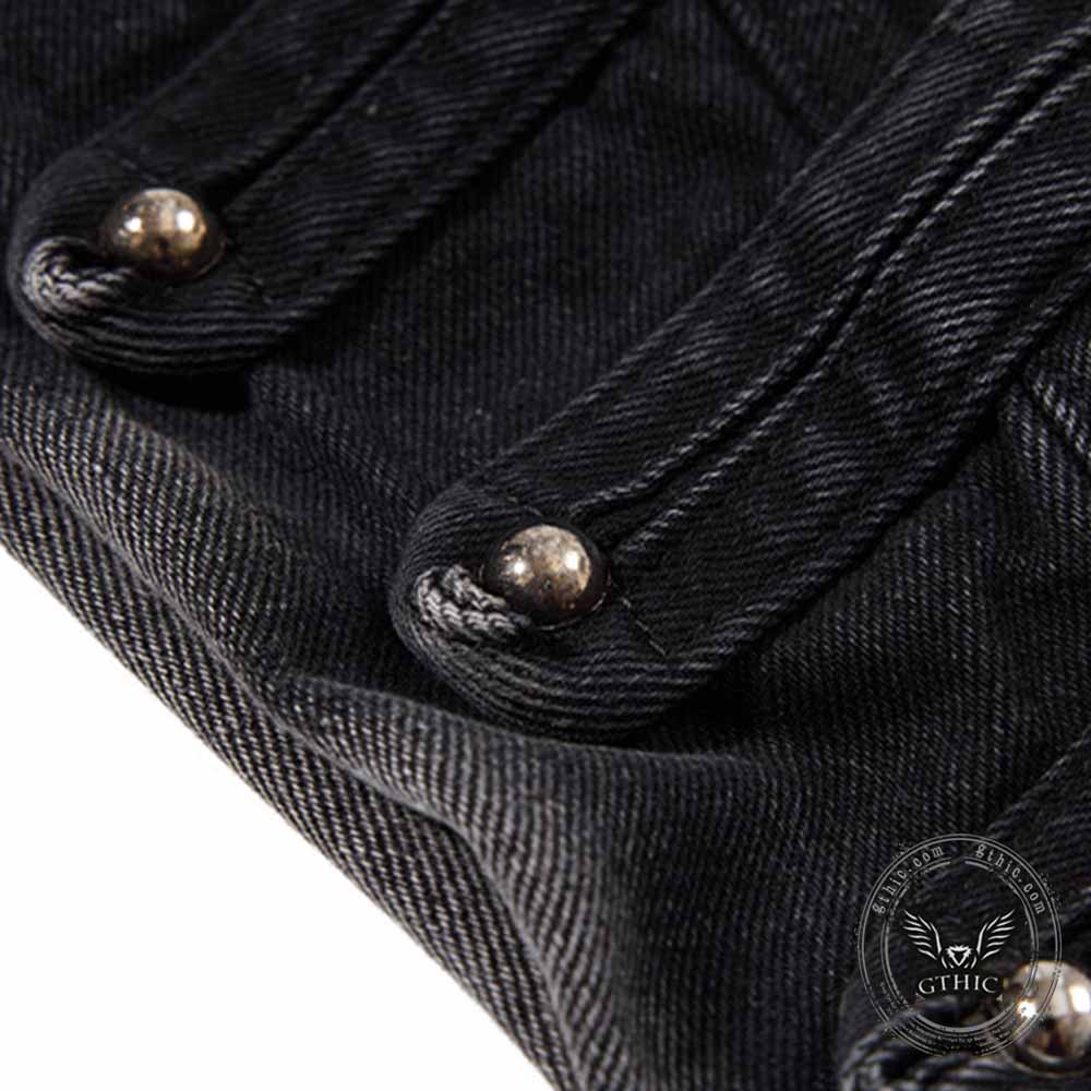 Pantalon Punk Homme en Coton Imprimé Crâne Patch