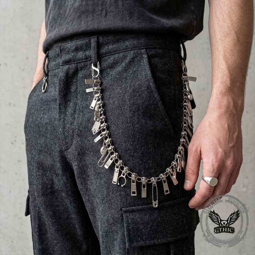 Y2K Zipper Pull Rivet Punk Alloy Pants Chain | Gthic.com