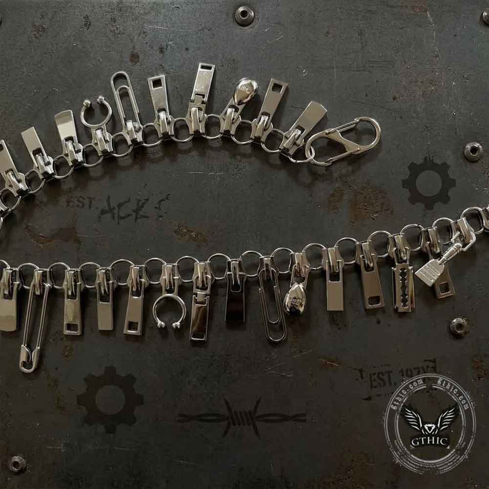 Y2K Zipper Pull Rivet Punk Alloy Pants Chain