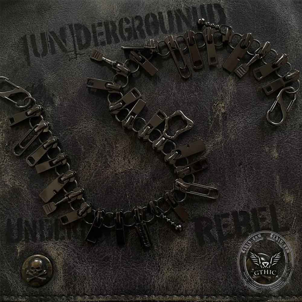 Y2K Zipper Pull Rivet Punk Alloy Pants Chain
