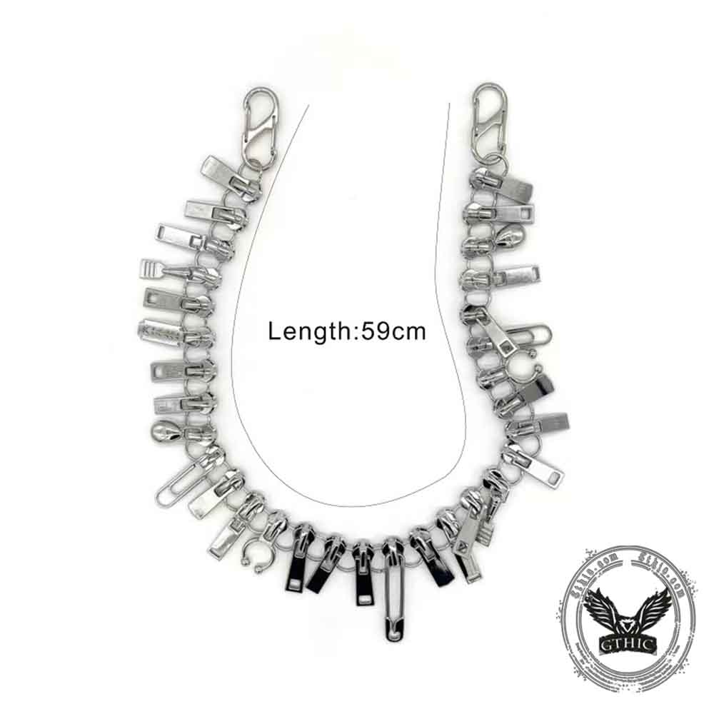 Y2K Zipper Pull Rivet Punk Alloy Pants Chain