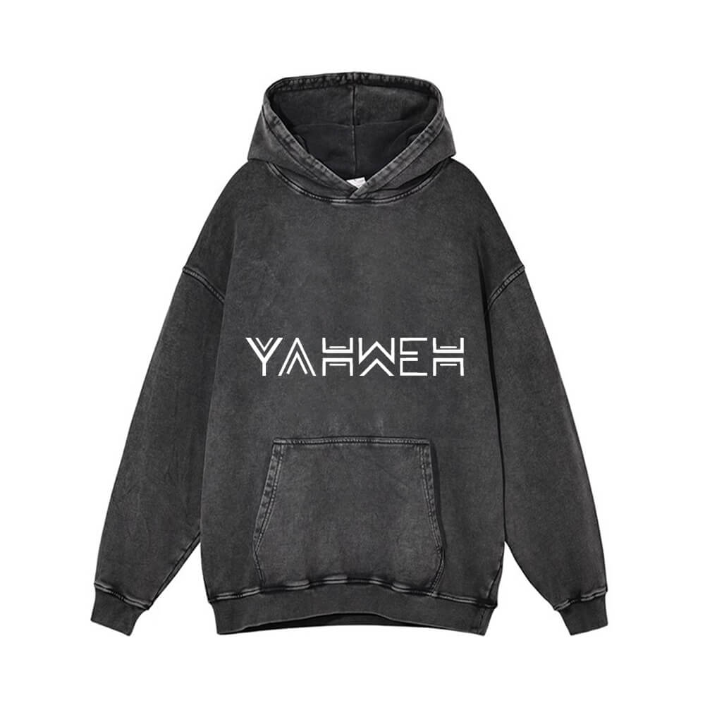 Yahweh Pattern Vintage Washed Hoodie | Gthic.com