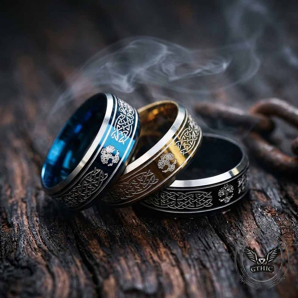 Yggdrasil Celtic Knot Stainless Steel Norse Ring | Gthic.com