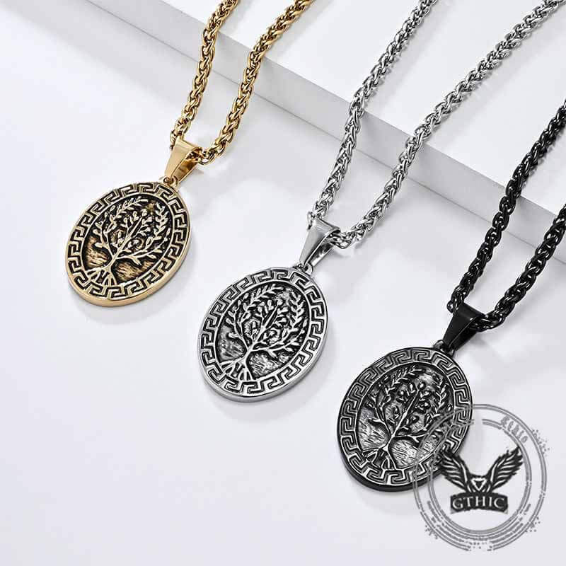 Yggdrasil Great Wall Pattern Stainless Steel Pendant 01 | Gthic.com