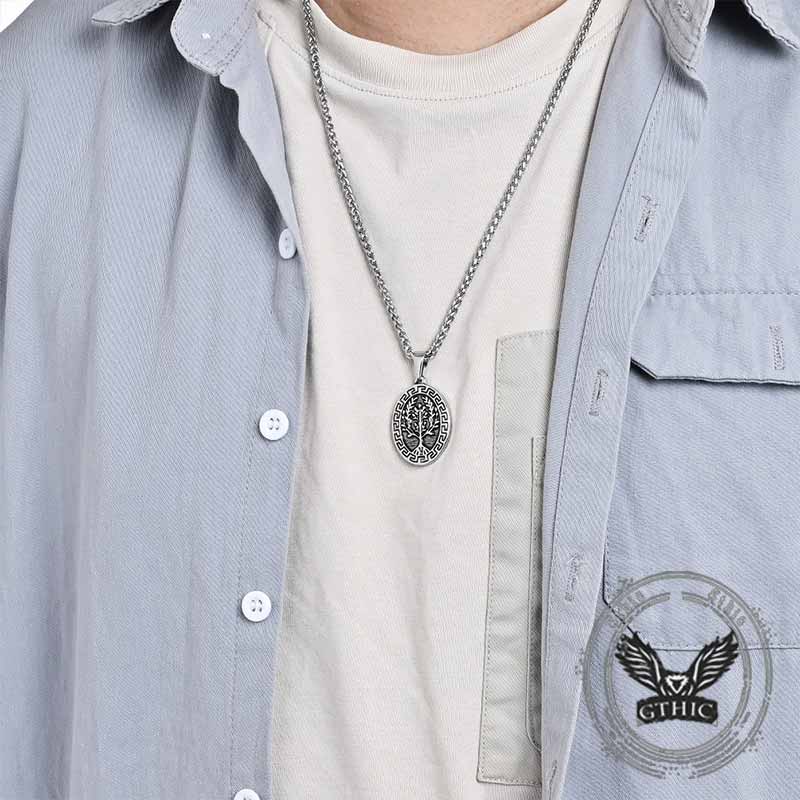 Yggdrasil Great Wall Pattern Stainless Steel Pendant 02 | Gthic.com