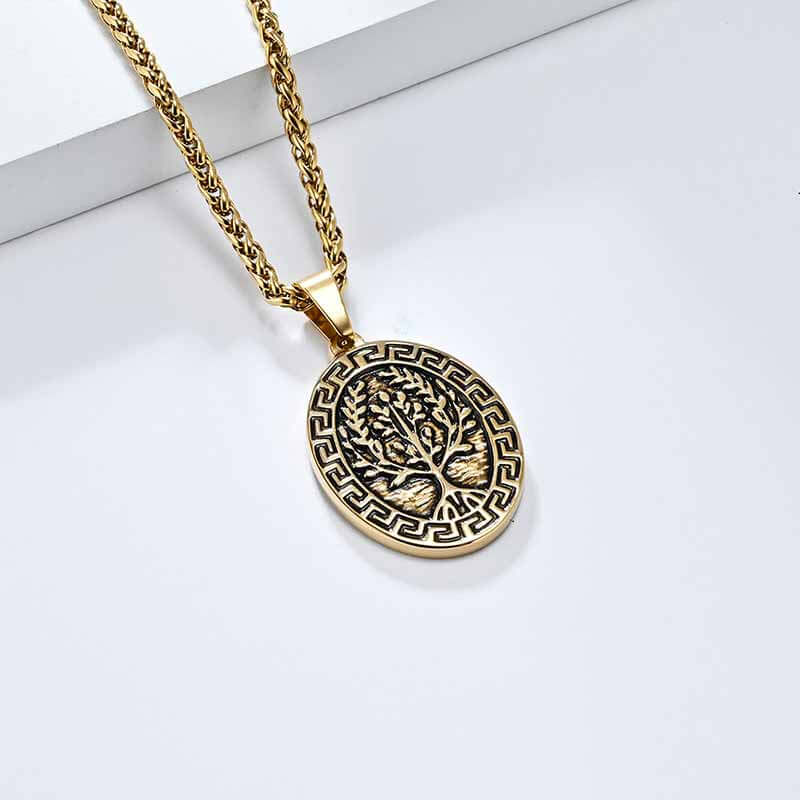 Yggdrasil Great Wall Pattern Stainless Steel Pendant