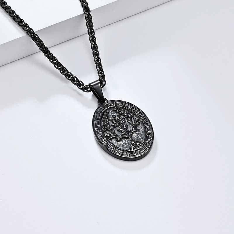 Yggdrasil Great Wall Pattern Stainless Steel Pendant