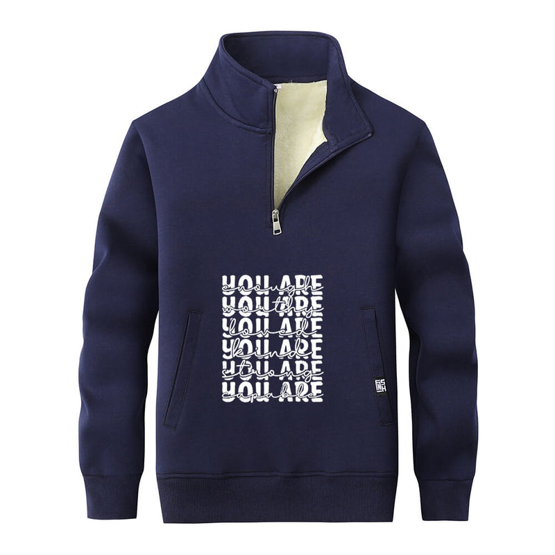 You Are Worthy And Loved Stand Collar Zip Sweatshirt