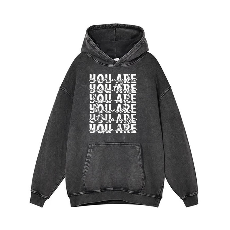 You Are Worthy And Loved Vintage Washed Hoodie