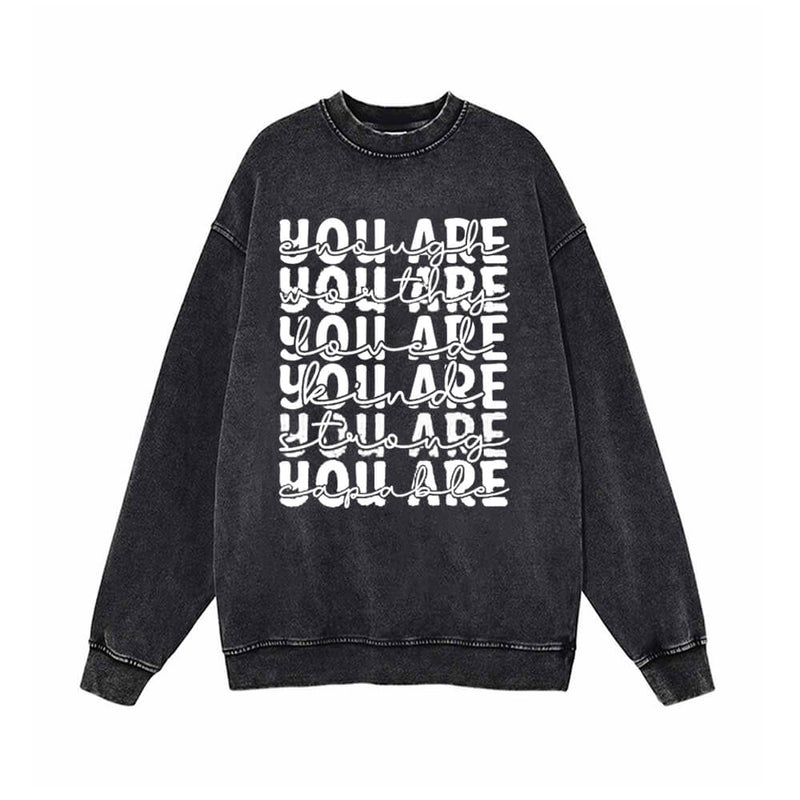 You Are Worthy And Loved Vintage Washed Sweatshirt