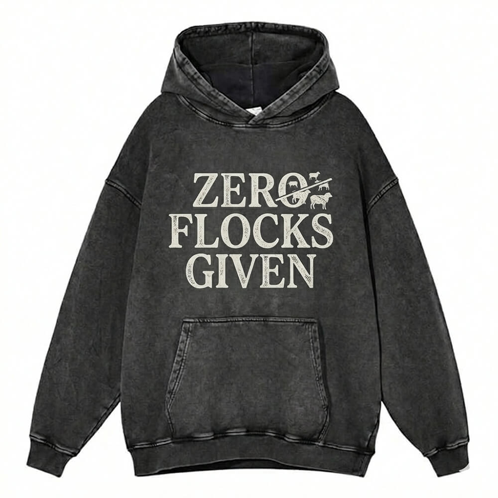 Zero Flocks Given Graphic Vintage Washed Hoodie | Gthic.com