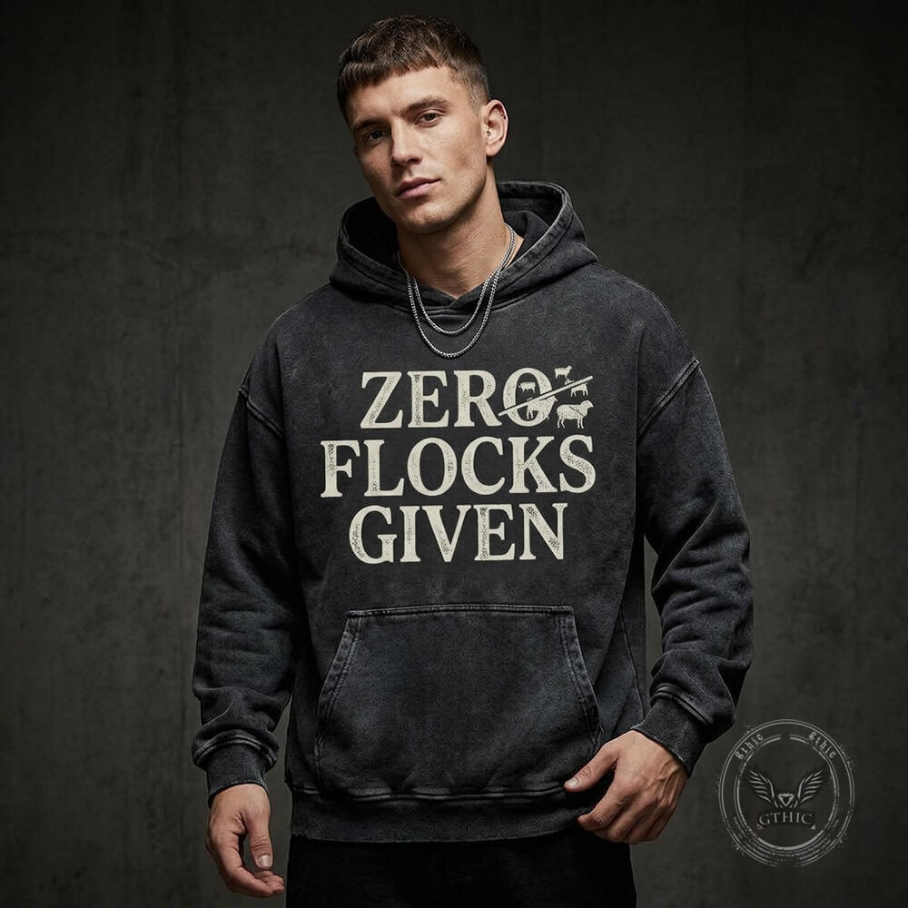 Zero Flocks Given Graphic Vintage Washed Hoodie | Gthic.com