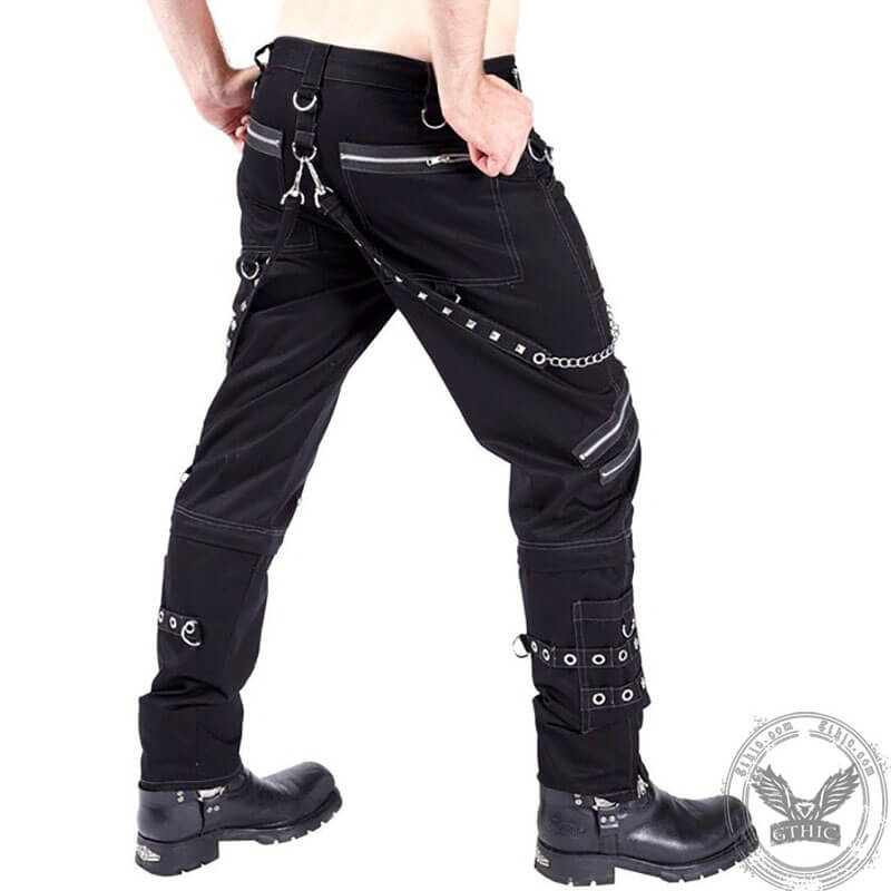 Zipper Chain Cotton Punk Pants | Gthic.com