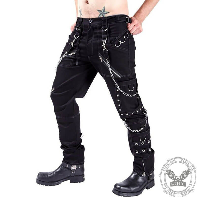 Zipper Chain Cotton Punk Pants | Gthic.com