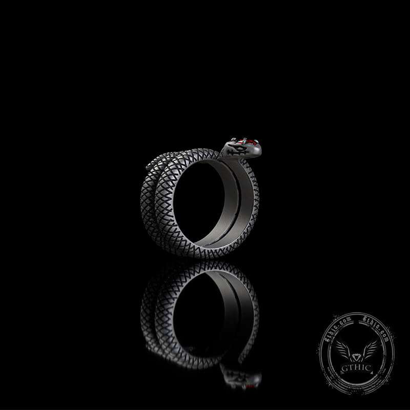 Zircon-set Coiled Snake Sterling Silver Ring