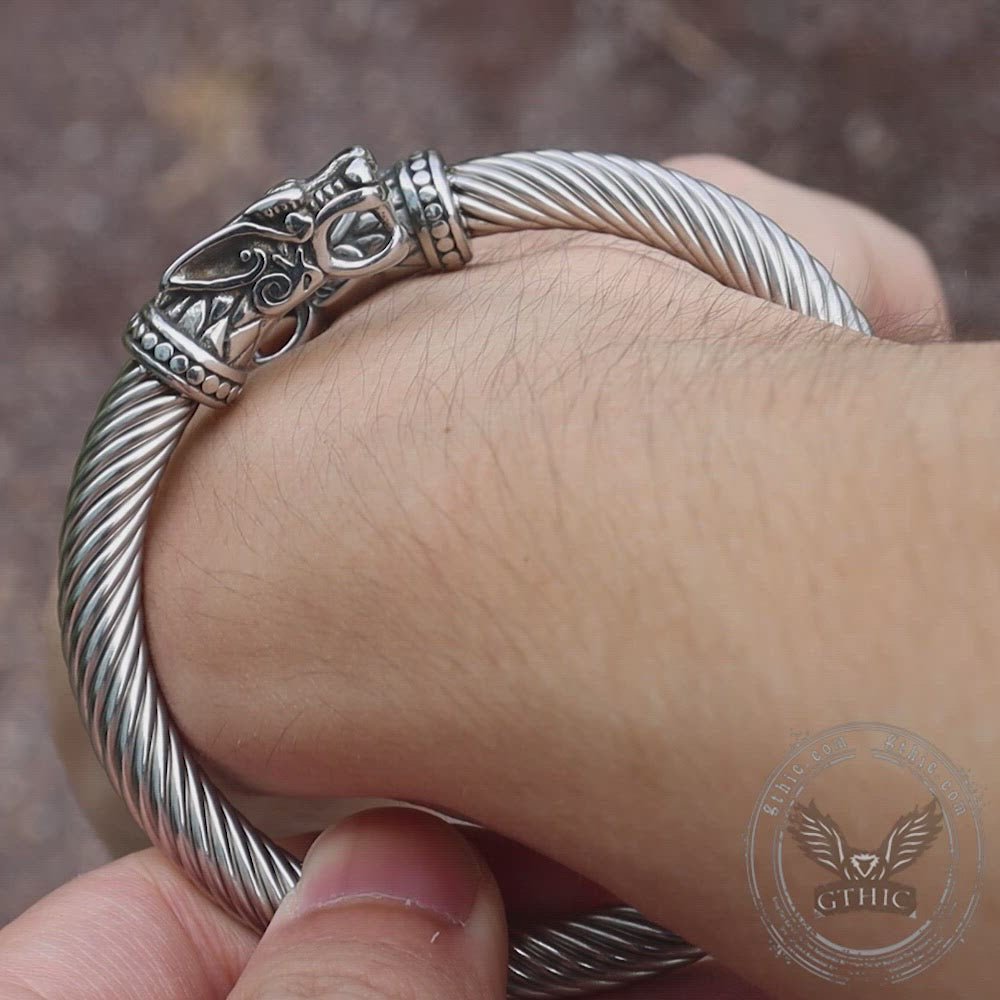 Fiery Dragons Stainless Steel Beast Viking Bracelet