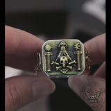 Freemason Sterling Silver Skull Masonic Ring