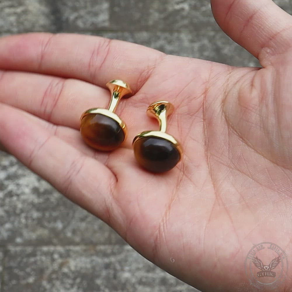 Tiger’s Eye Brass Gemstone Cufflinks