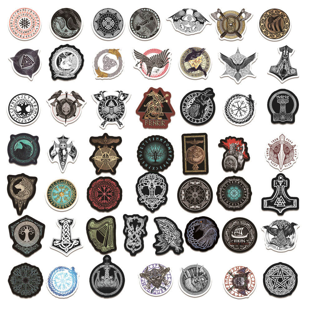 100 Pcs Waterproof Viking Symbols Totem Sticker | Gthic.com