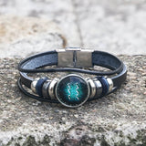 12 Constellation Multi-layer Leather Stainless Steel Bracelet | Gthic.com