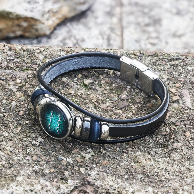 12 Constellation Multi-layer Leather Stainless Steel Bracelet