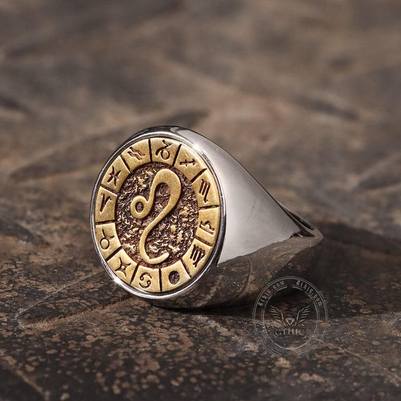 12 Constellation Zodiac Signs Stainless Steel Ring