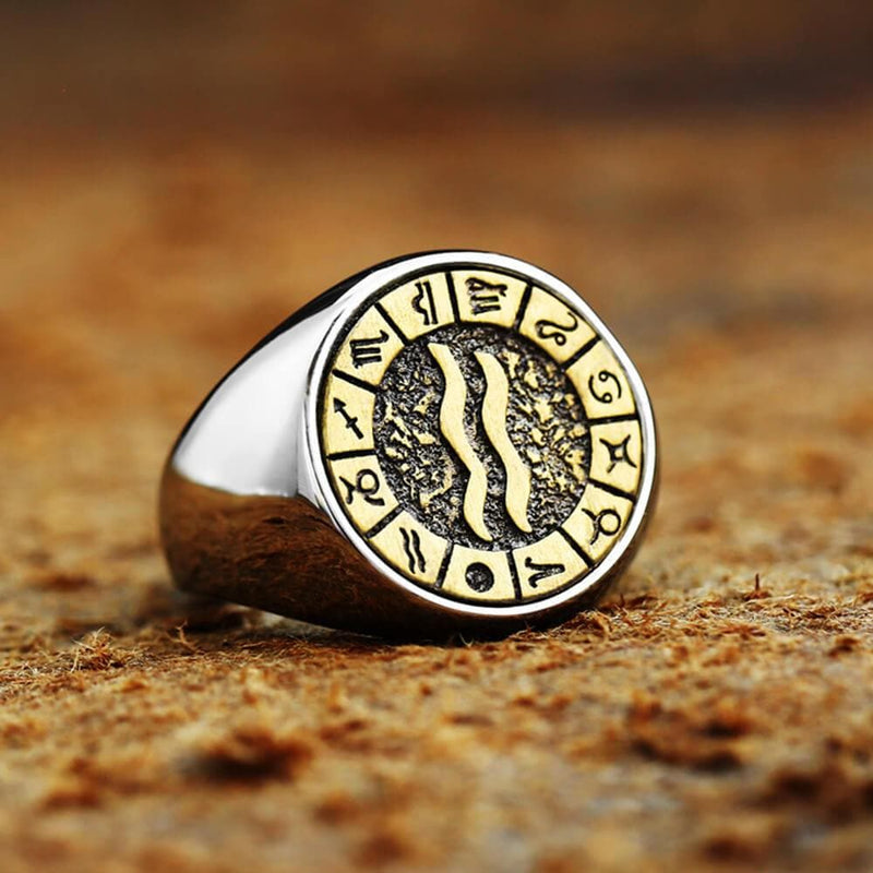 12 Constellation Zodiac Signs Stainless Steel Ring01 | Gthic.com