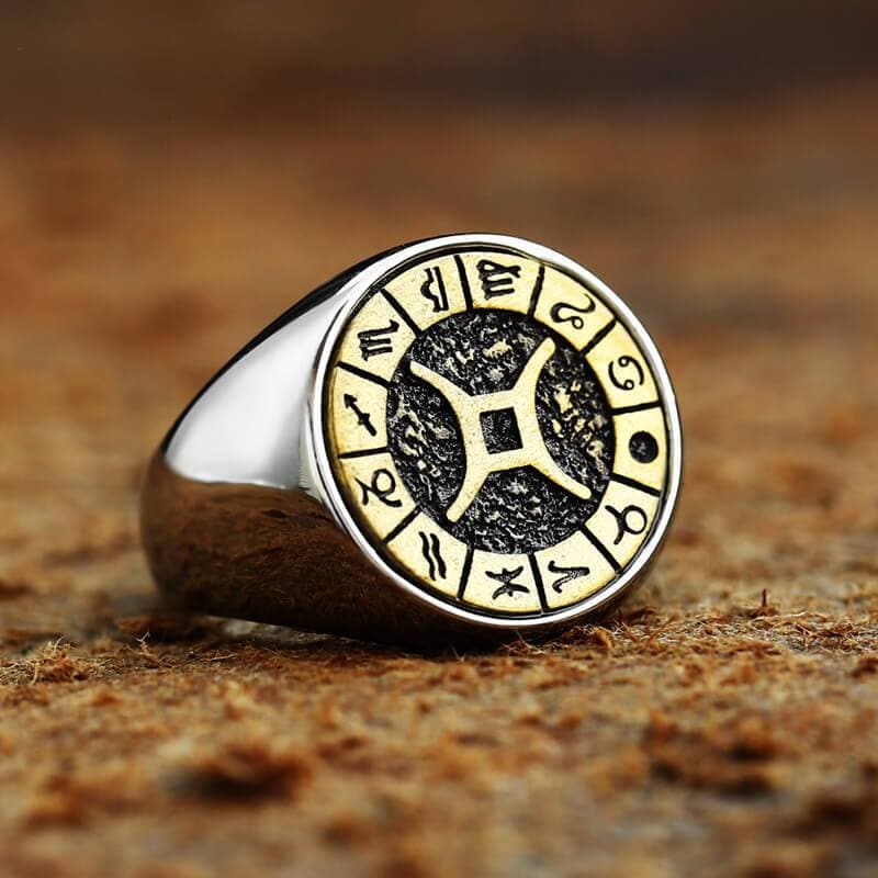 12 Constellation Zodiac Signs Stainless Steel Ring07 | Gthic.com