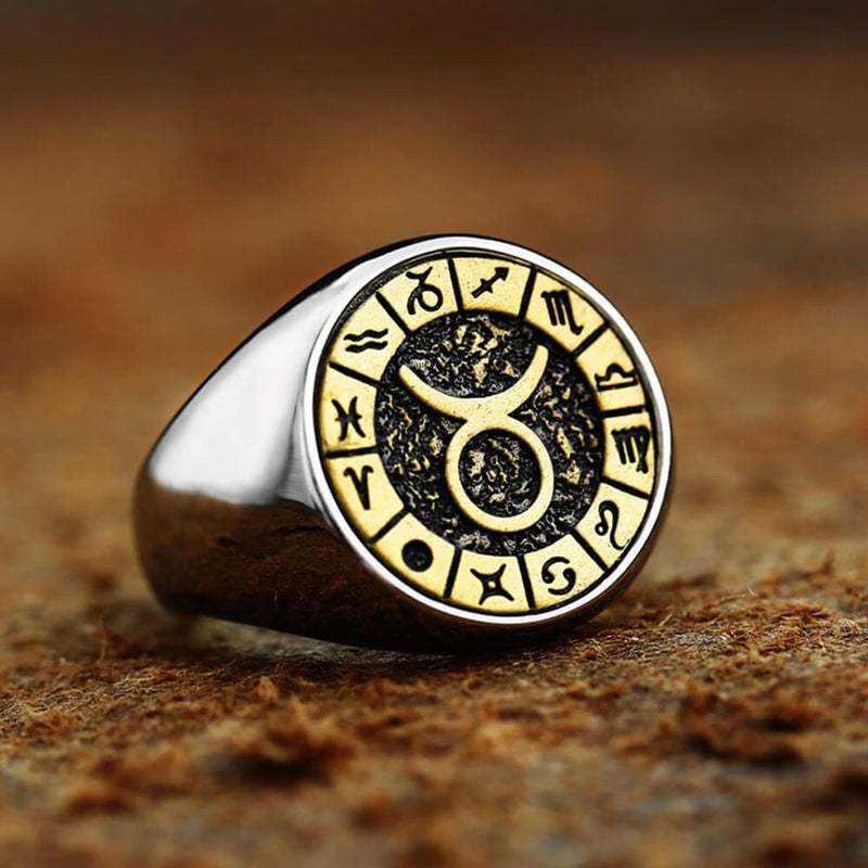 12 Constellation Zodiac Signs Stainless Steel Ring06 | Gthic.com