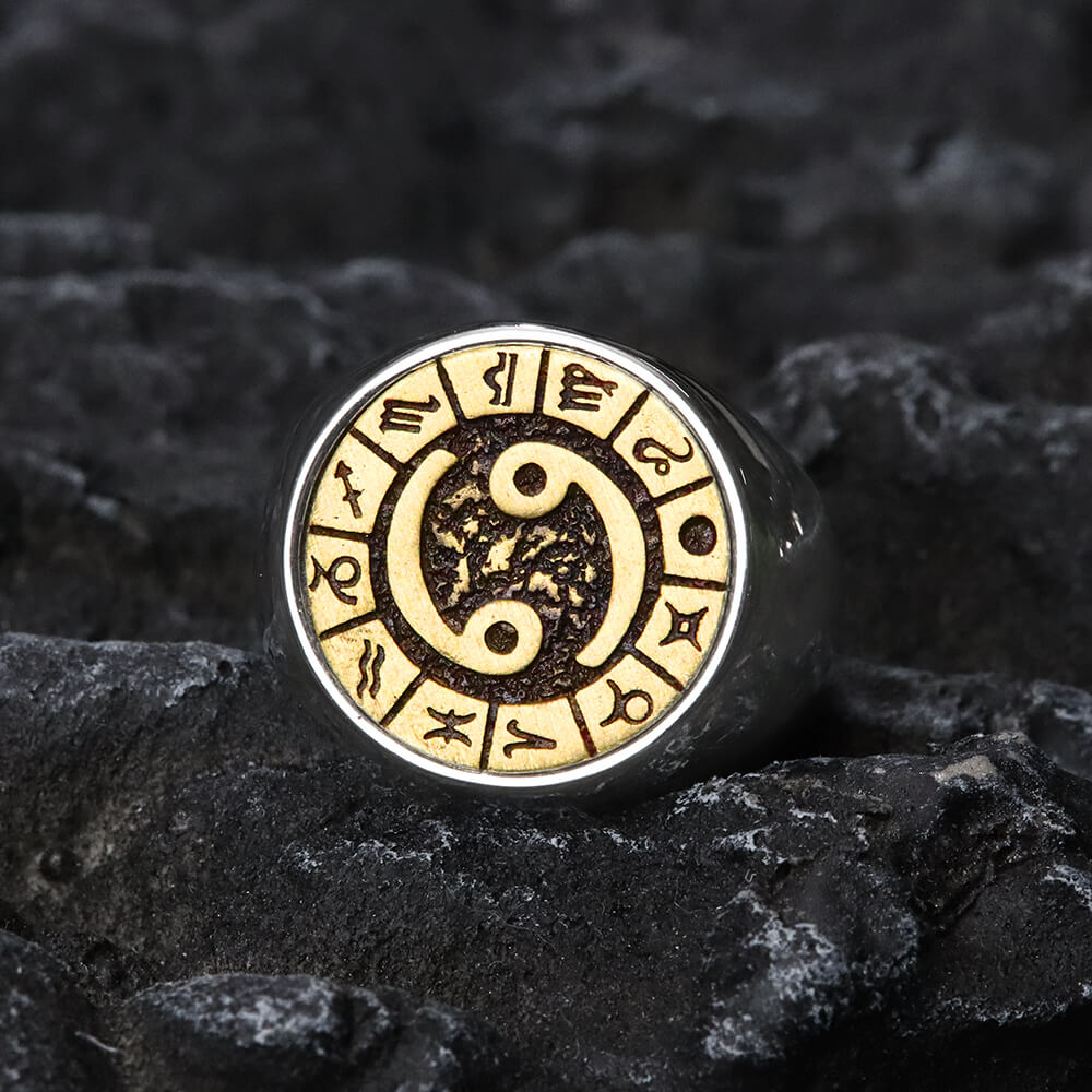 12 Constellation Zodiac Signs Stainless Steel Ring