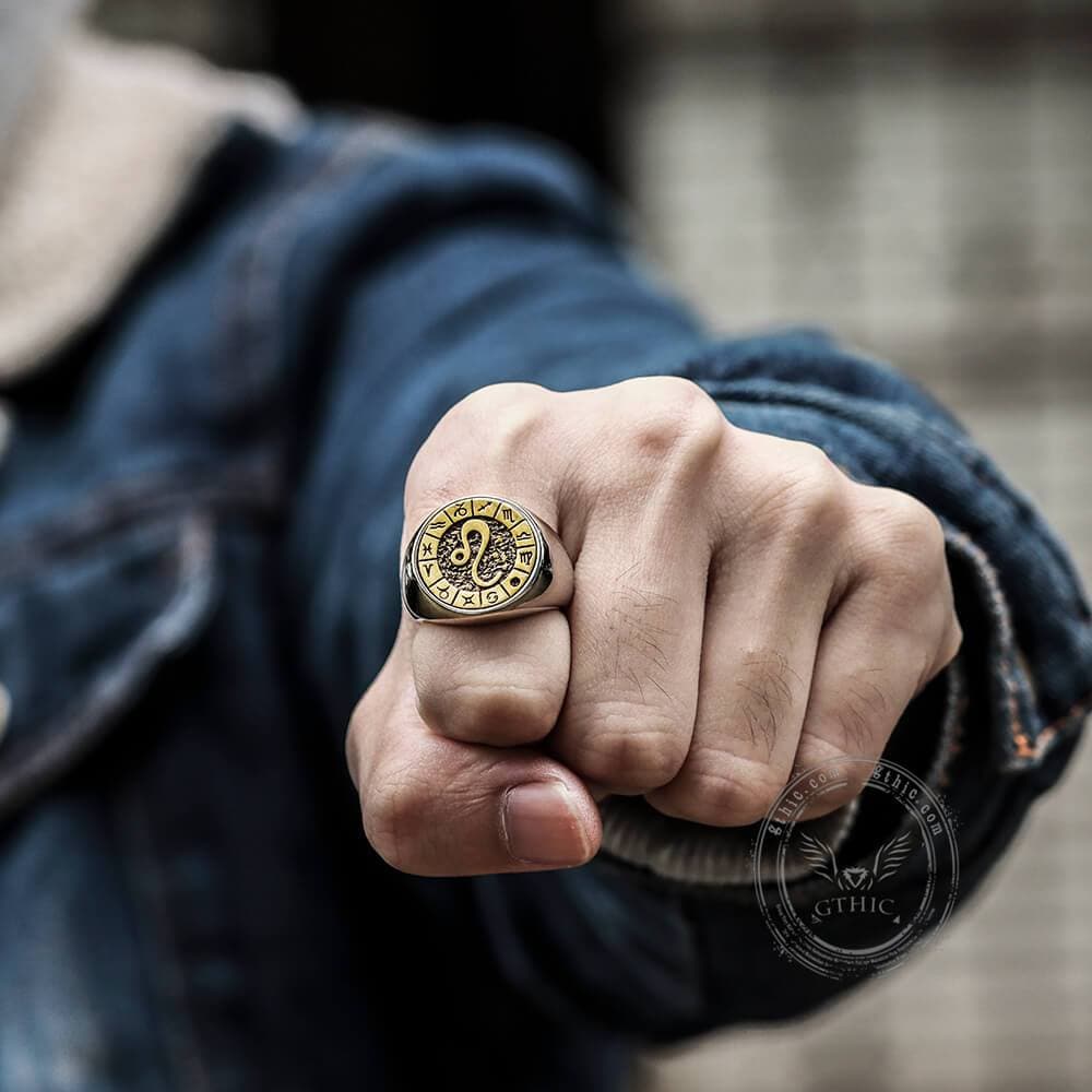 12 Constellation Zodiac Signs Stainless Steel Ring03 | Gthic.com