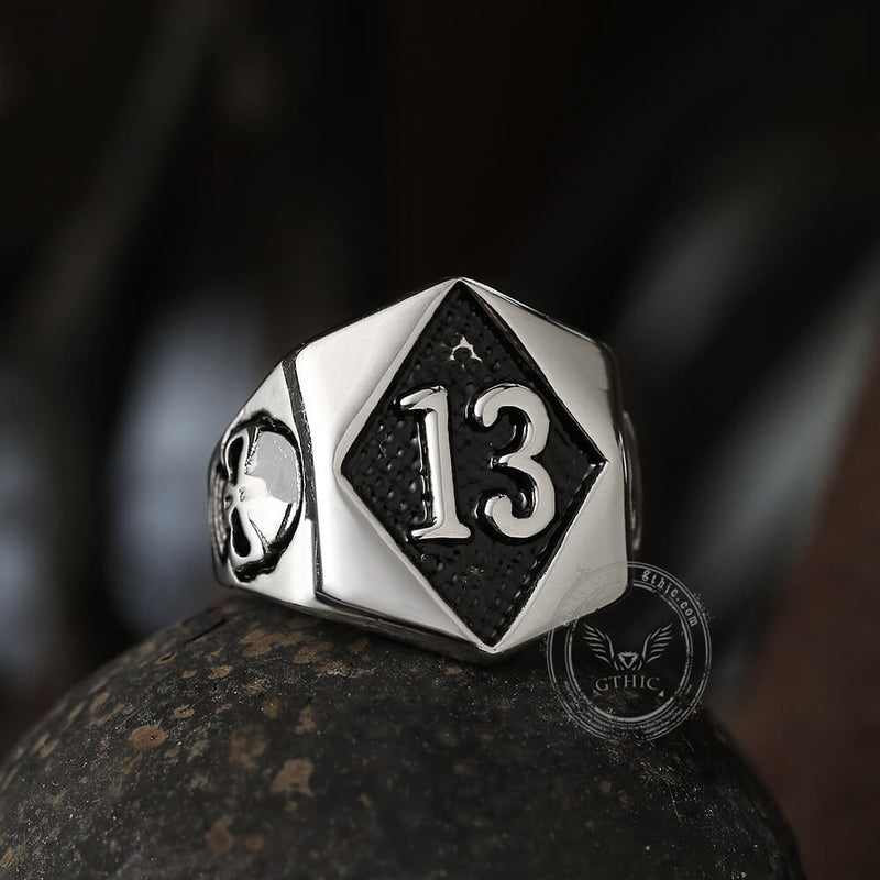 13 Stainless Steel Skull Ring 04 Silver | Gthic.com