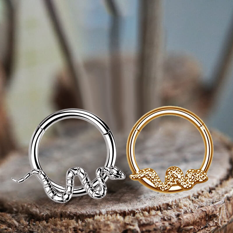 16 Gauge Snake Titanium Septum Piercing Ring | Gthic.com