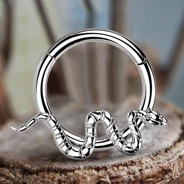 16 Gauge Snake Titanium Septum Piercing Ring | Gthic.com