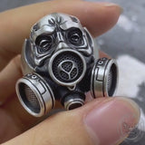Skull Gas Mask Respirator Sterling Silver Ring