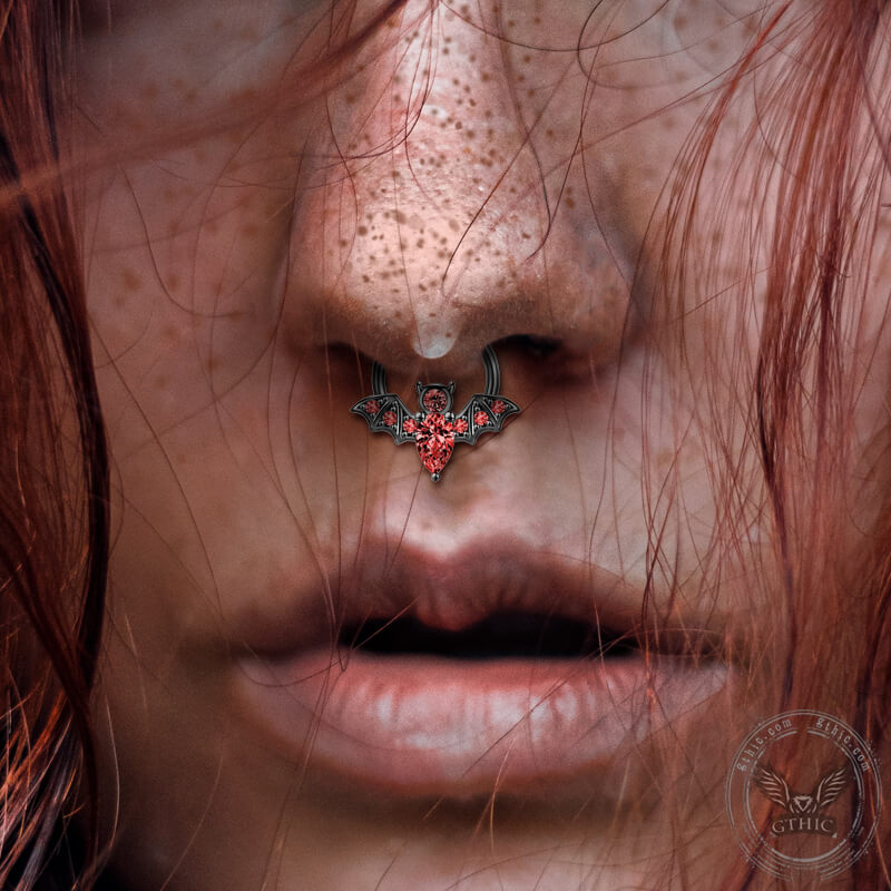 Black Nose Rings Stainless Steel Halloween Nose Ring Bat Wings L Shaped