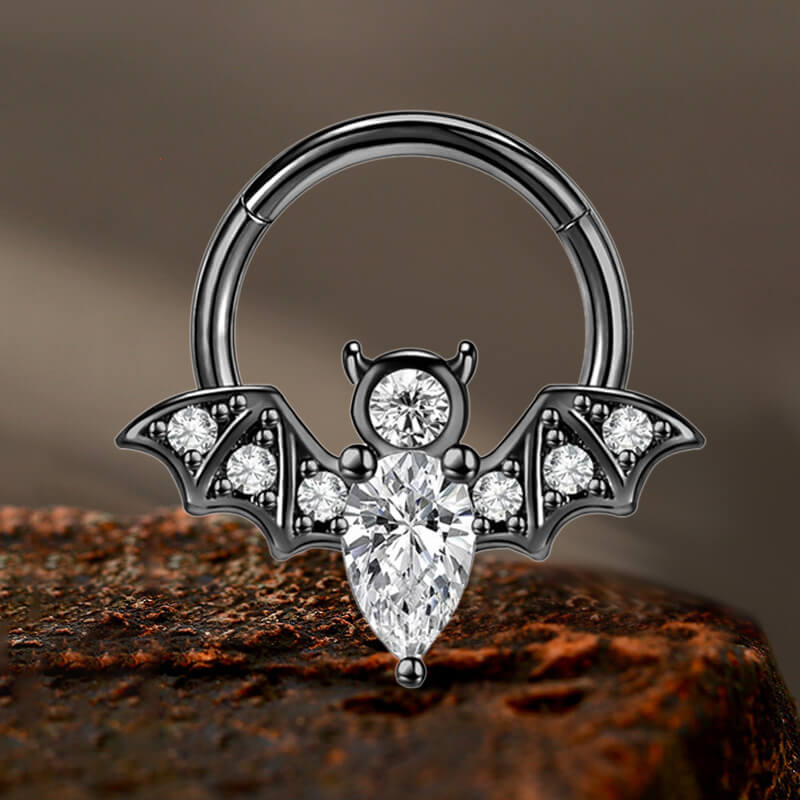 16G Bat Stainless Steel Hinged Septum Ring | Gthic.com