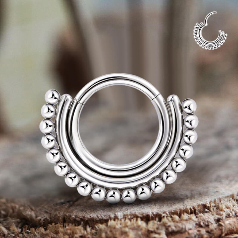 16G Beaded G23 Titanium Hinged Septum Piercing | Gthic.com