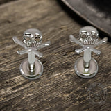 16G Crossbones Skull Titanium Piercing Lip Ring | Gthic.com