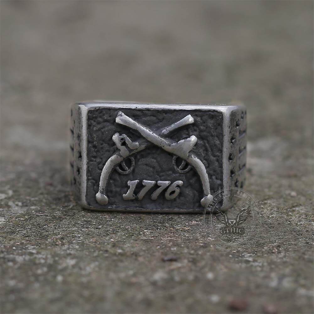 1776 Crossed Guns Stainless Steel Ring – GTHIC