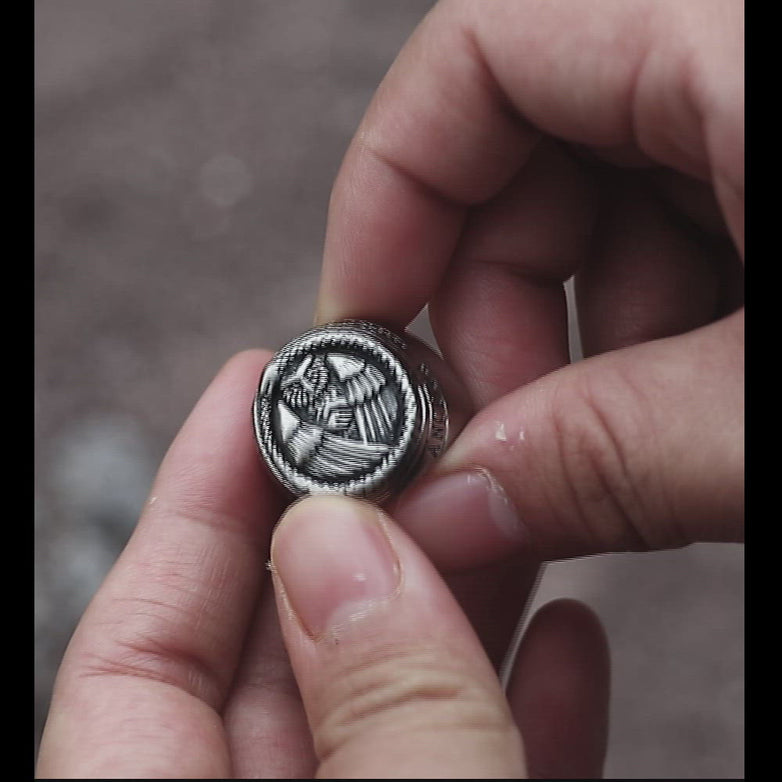 Owl And Ouroboros Stainless Steel Ring