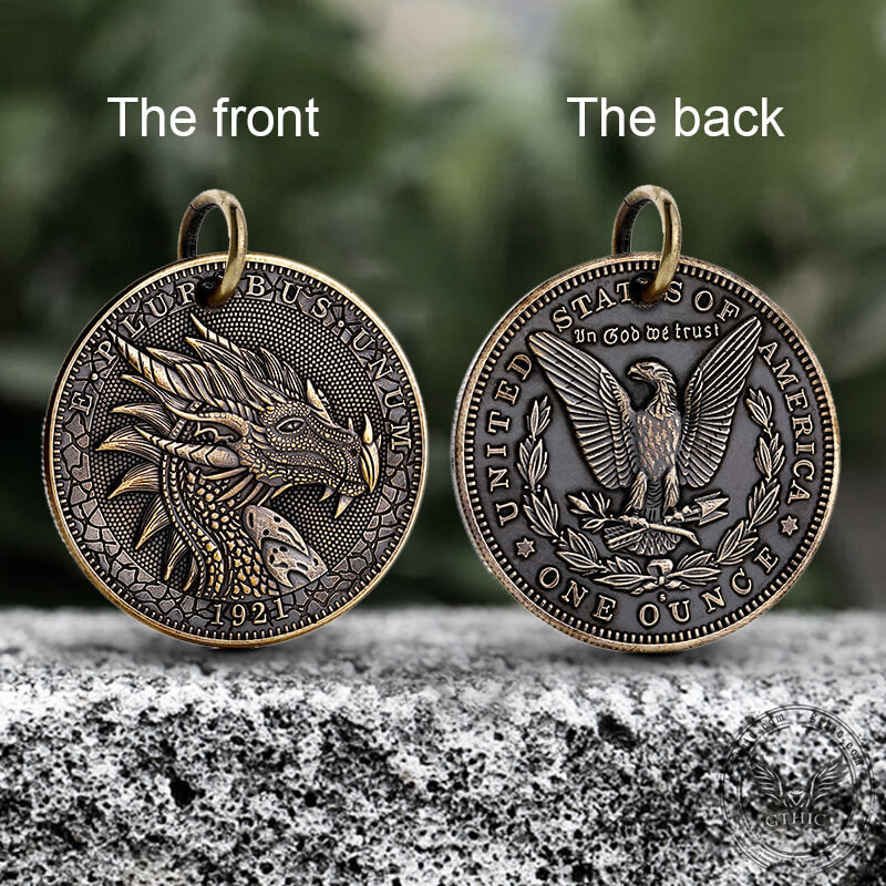 1921 American Morgan Dragon Brass Hobo Nickel Pendant | Gthic.com