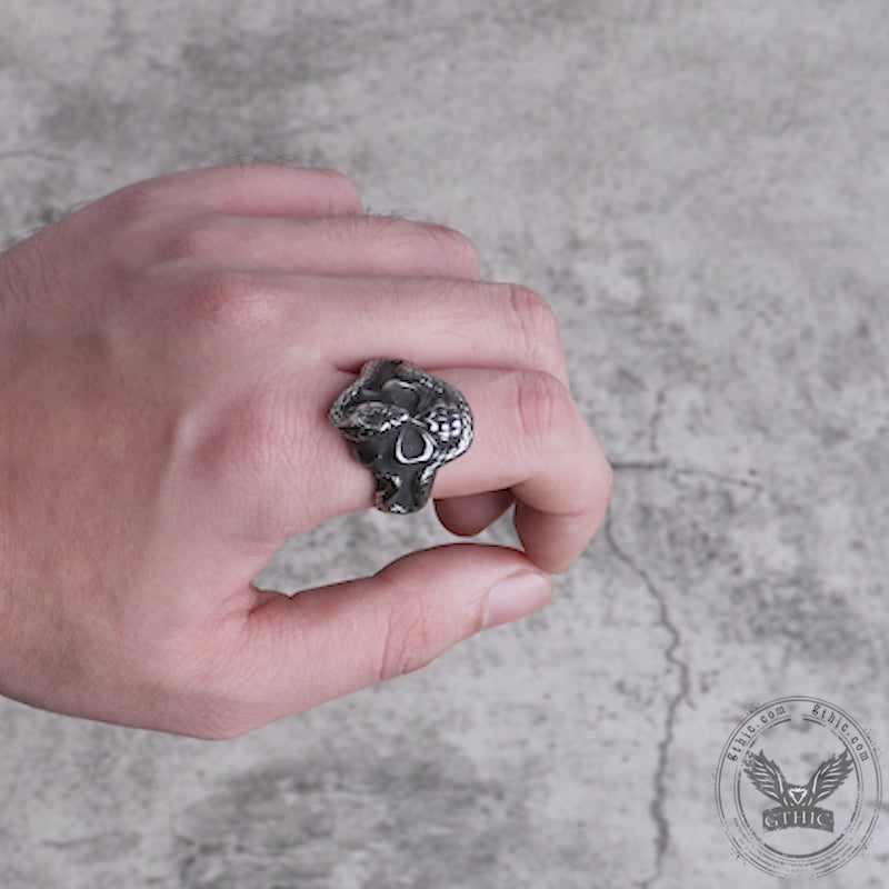 Coiled Snake Skull Stainless Steel Ring