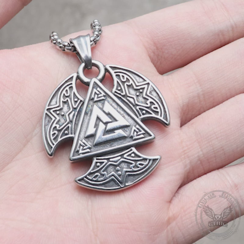 Pendentif Viking en acier inoxydable Sun Moon Valknut