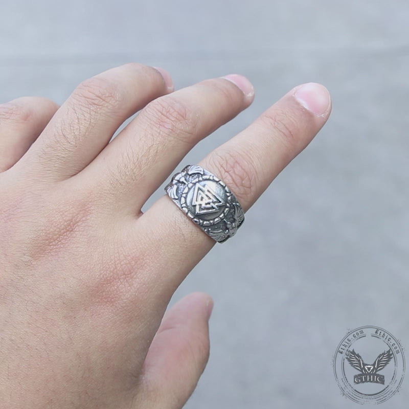 Valknut Raven Stainless Steel Viking Ring